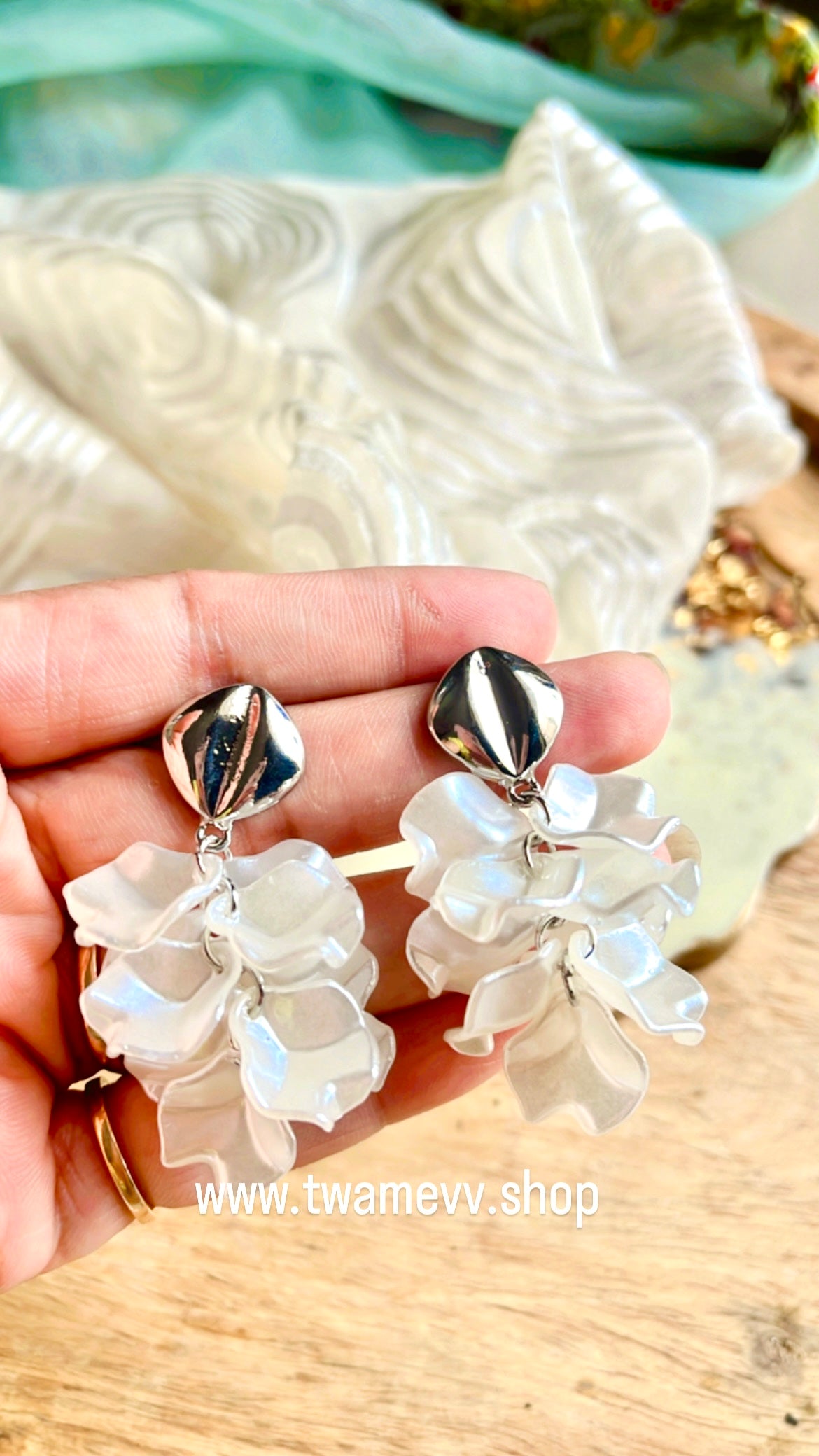 White Mary Earring