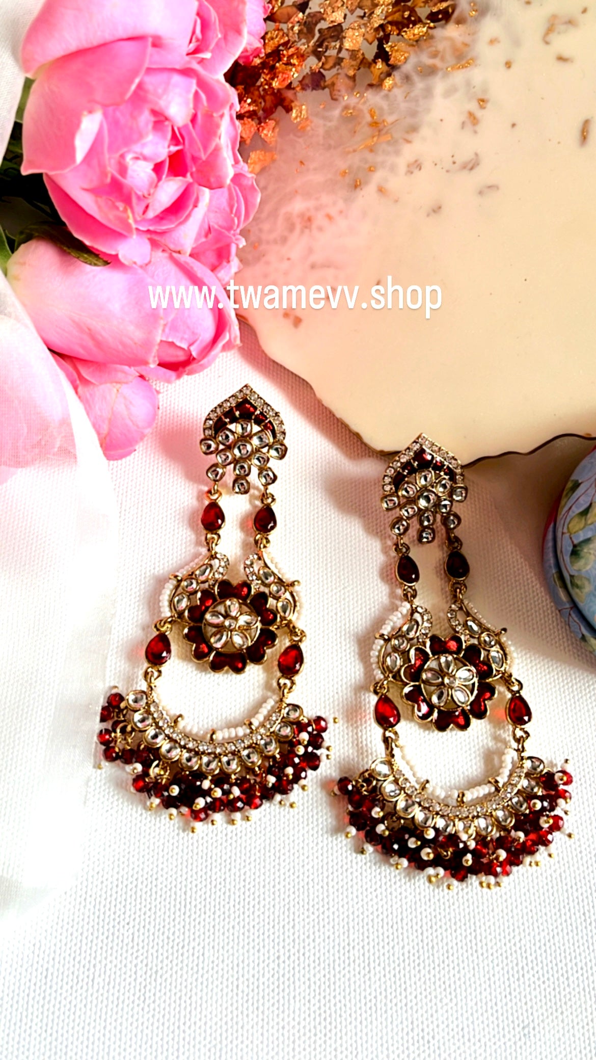 Maroon Tia Earring