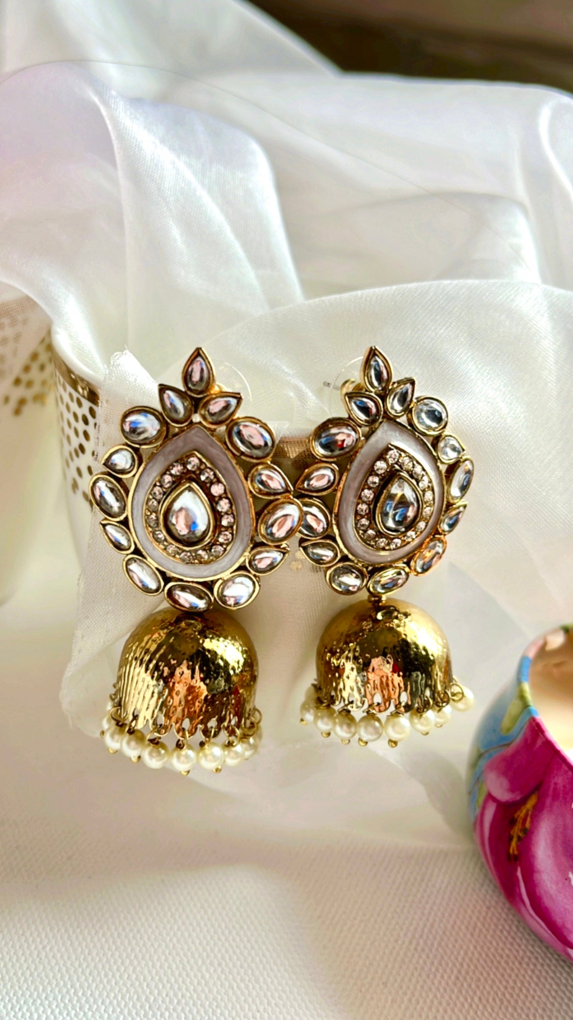 White Divya Earring