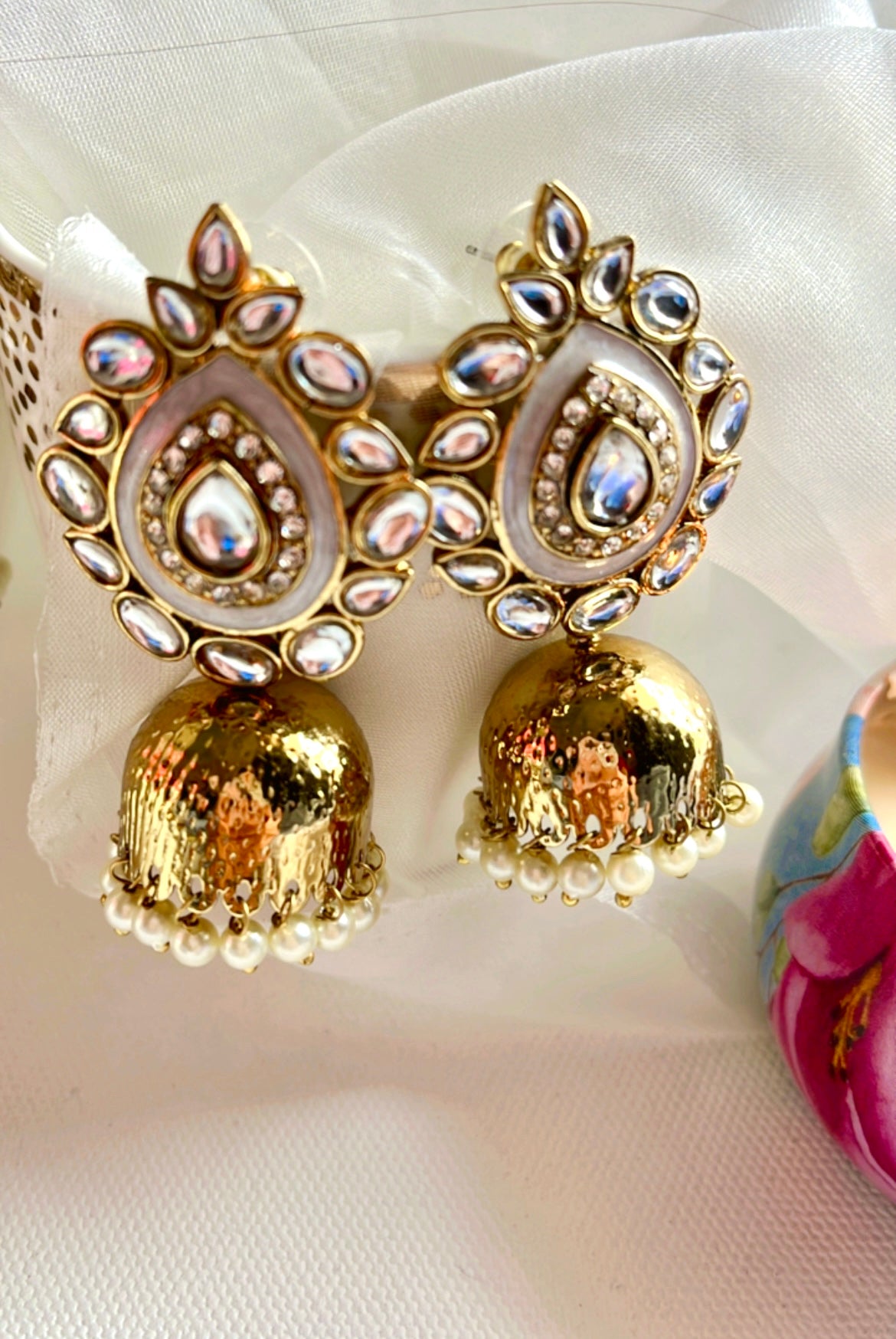 White Divya Earring