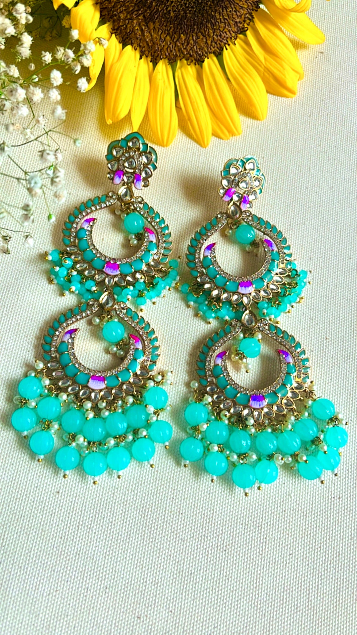 Pink Turquoise Heeral Earring