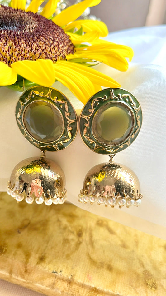 Olive Green Tanshi Jhumka Earring