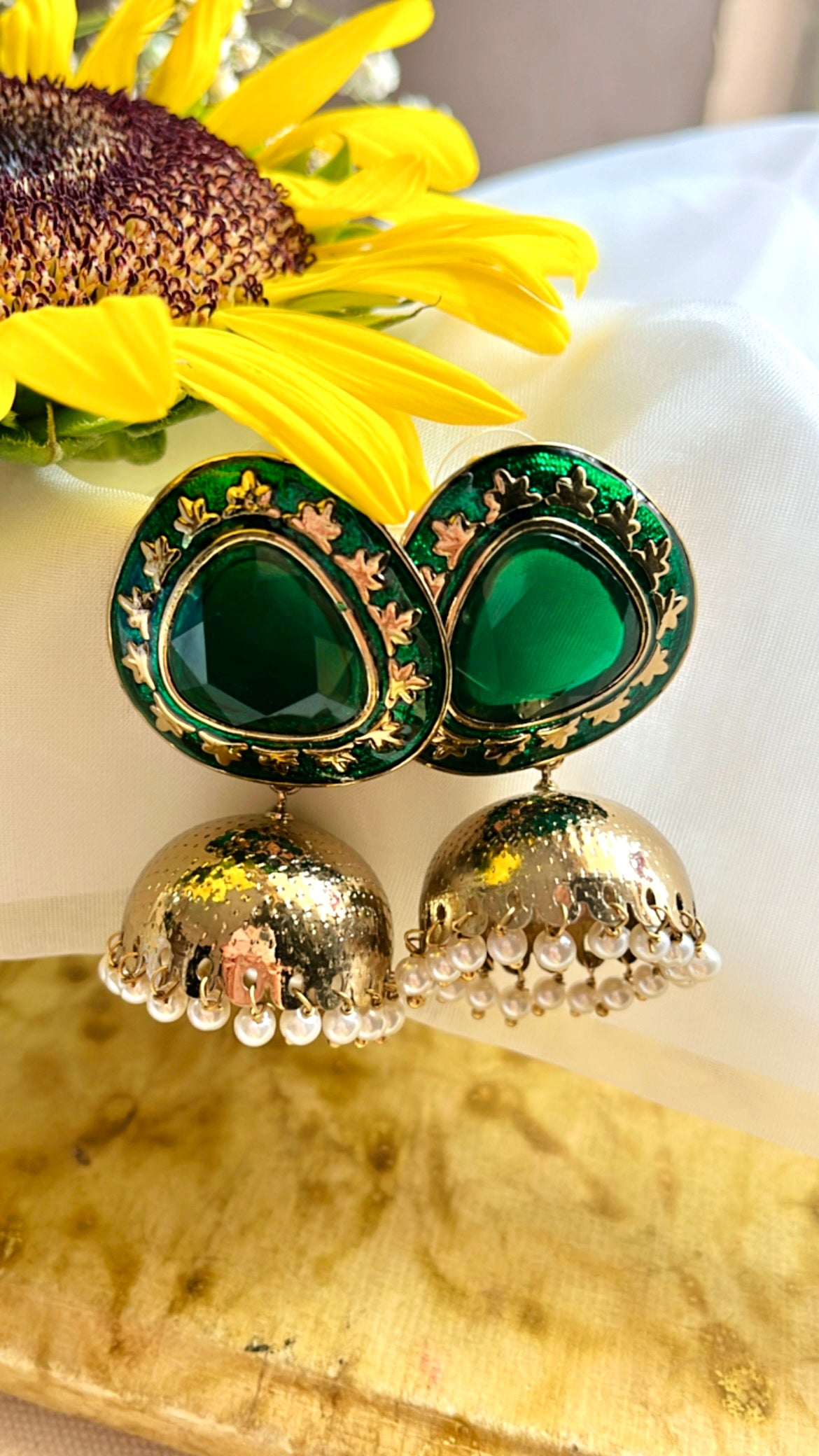 Green Tanshi Jhumka Earring