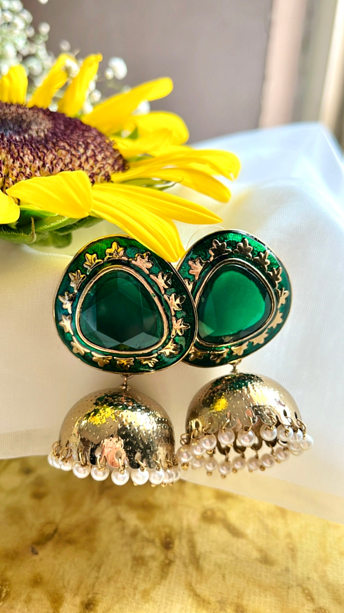 Green Tanshi Jhumka Earring