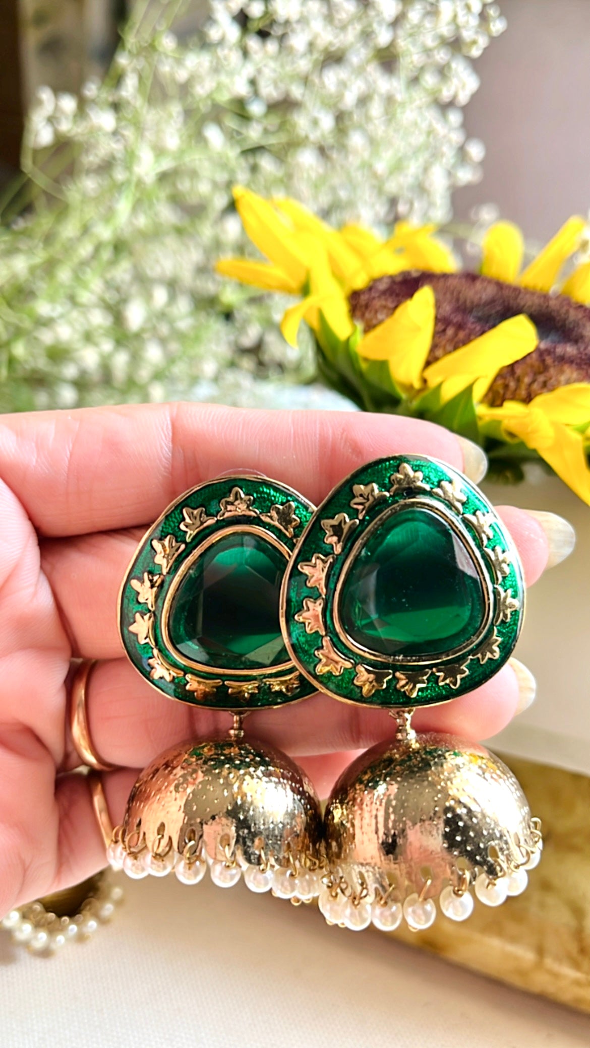 Green Tanshi Jhumka Earring