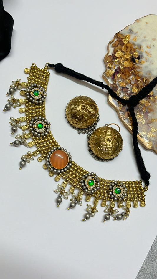 Mehaka Golden Neckpiece Set