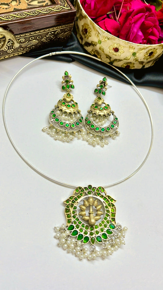 Aagam Silver Neckpiece Set